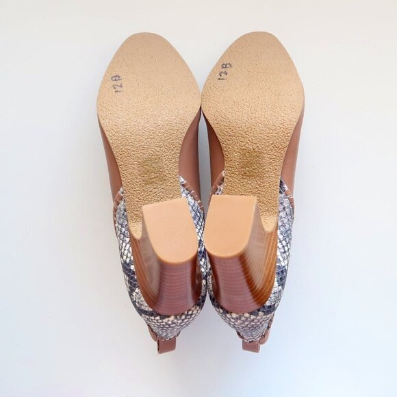 NEW Jack Rogers Tan Poppy High Heel Booties / Ankle Boots With Snakeskin Accent - Picture 7 of 15